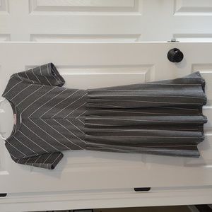 Grey and white stripped tie back dress